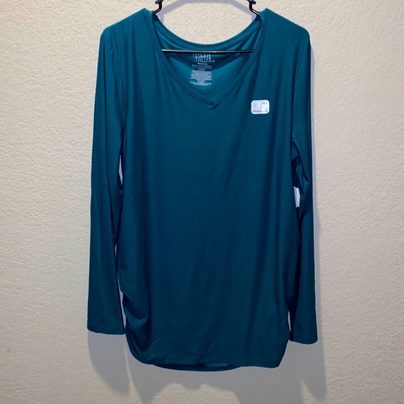 Time and Tru Tops - Time And True Women’s Green Maternity LongSleeve Shirt